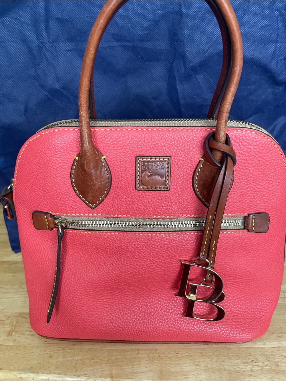 Dooney & Bourke Coral Pebbled & Leather Trim With XL Dust Bag
